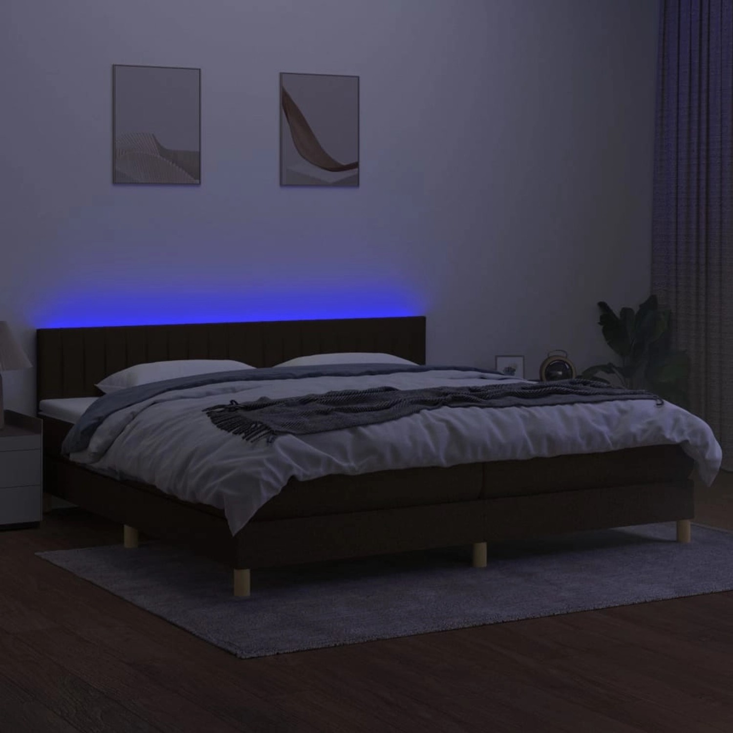 vidaXL Boxspringbett mit Matratze & LED Dunkelbraun 200x200 cm Stoff 313390 günstig online kaufen