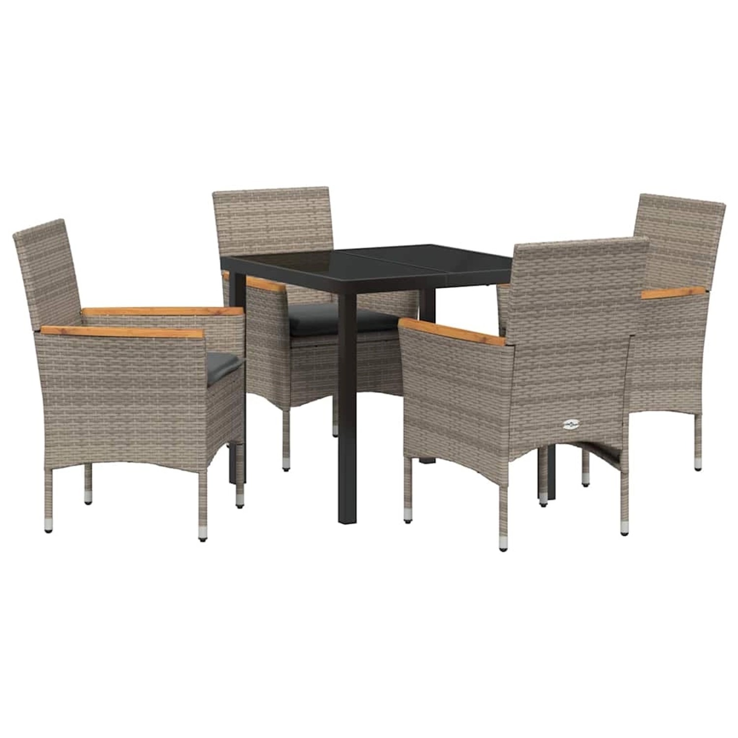 vidaXL Garten Essgruppe mit Kissen 5-Tlg Grau Poly Rattan 3379850 günstig online kaufen