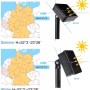 Diagramm: Optimale Ausrichtung des Solarpanels für Salcar Solar LED Lichterkette außen im Sommer und Winter.