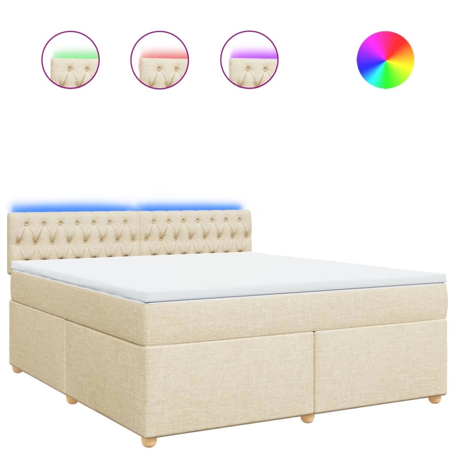 vidaXL Boxspringbett mit Matratze Creme 180x200 cm Stoff 3289071 günstig online kaufen