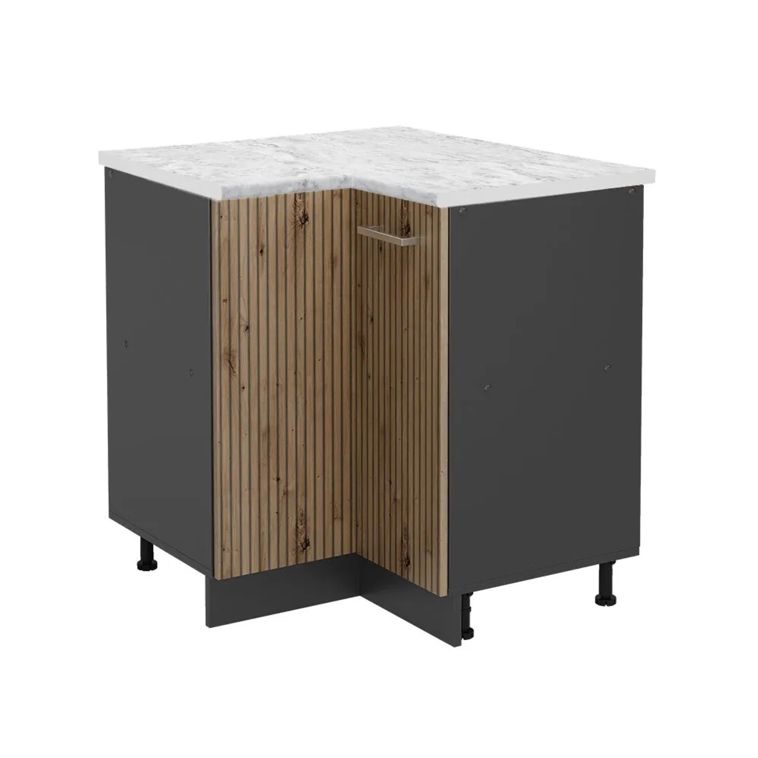 Vicco Eckunterschrank R-Line Artisan-Eiche Anthrazit 76 cm AP Marmor