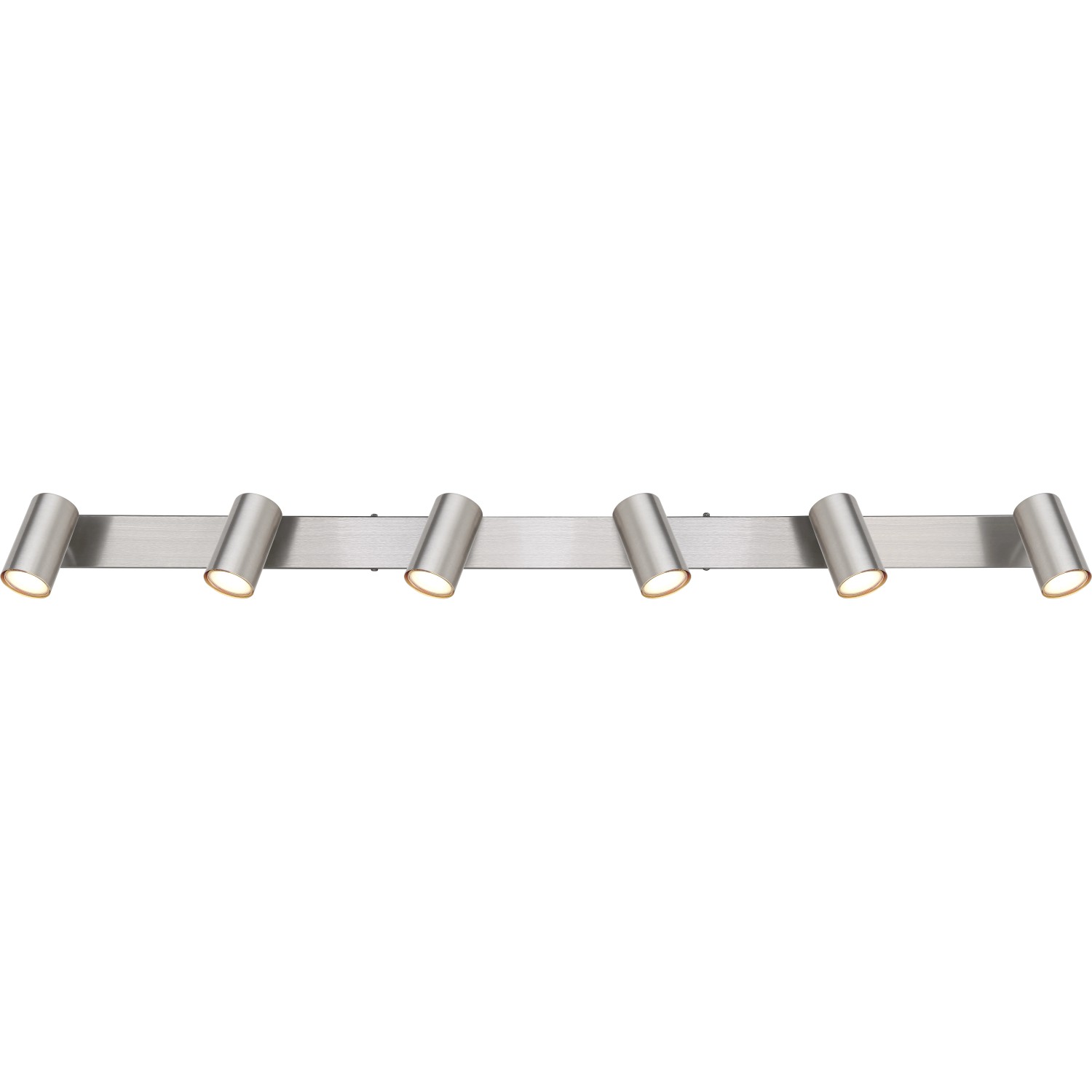 6-flammiger, matter Nickel Strahler Robby für GU10 Leuchtmittel. Modernes Design für Spots.