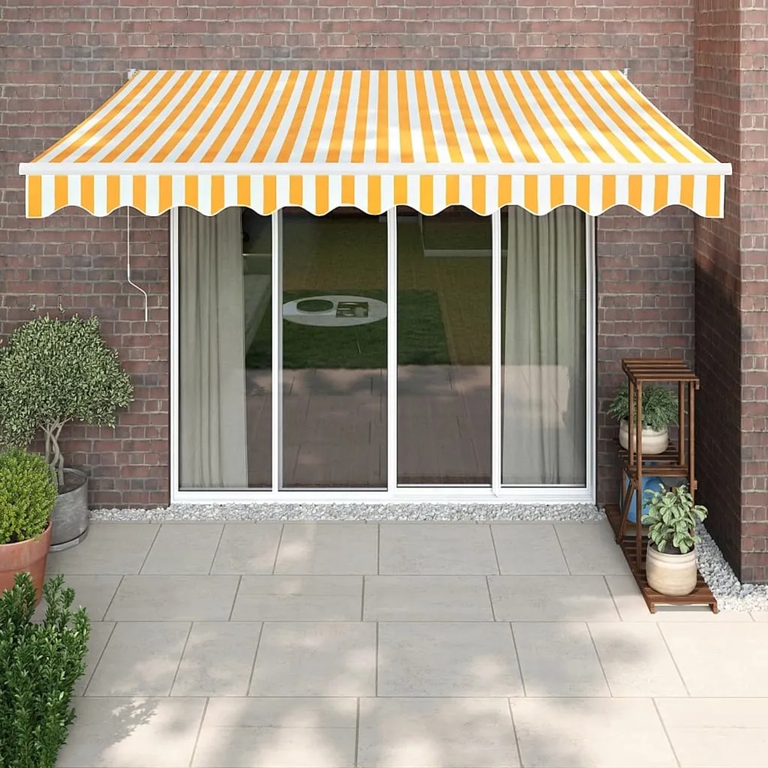 Furnicato Markise Einziehbar Gelb Und Weiß 3 5x2 5 M Stoff Und Aluminium