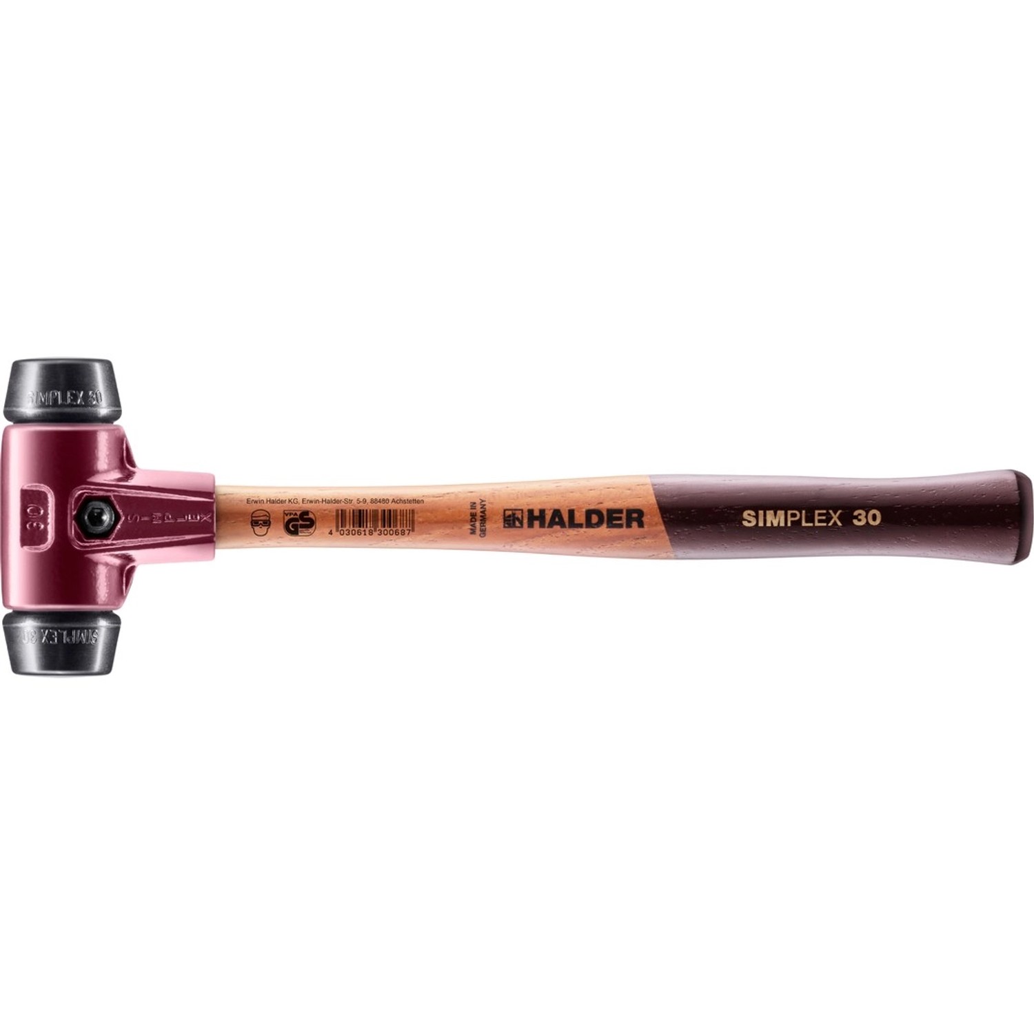 Halder Simplex Schonhammer Ø 30 mm Gummi Schwarz mit Tempergussgehäuse günstig online kaufen