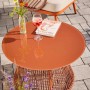 Balkontisch Bandon in Terrakotta mit Glasplatte und Seil-Optik, ideal für Balkon und Terrasse.