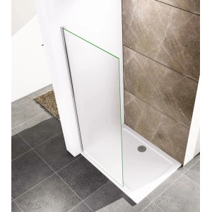 Walk-in Dusche 70x200cm mit Milchglas, hochglanz verchromtem Rahmen und 10mm Sicherheitsglas.