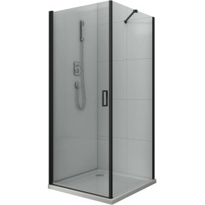 Sanotechnik Seitenwand Elite F80B2, schwarze Duschwand aus Glas für Duschkabine.