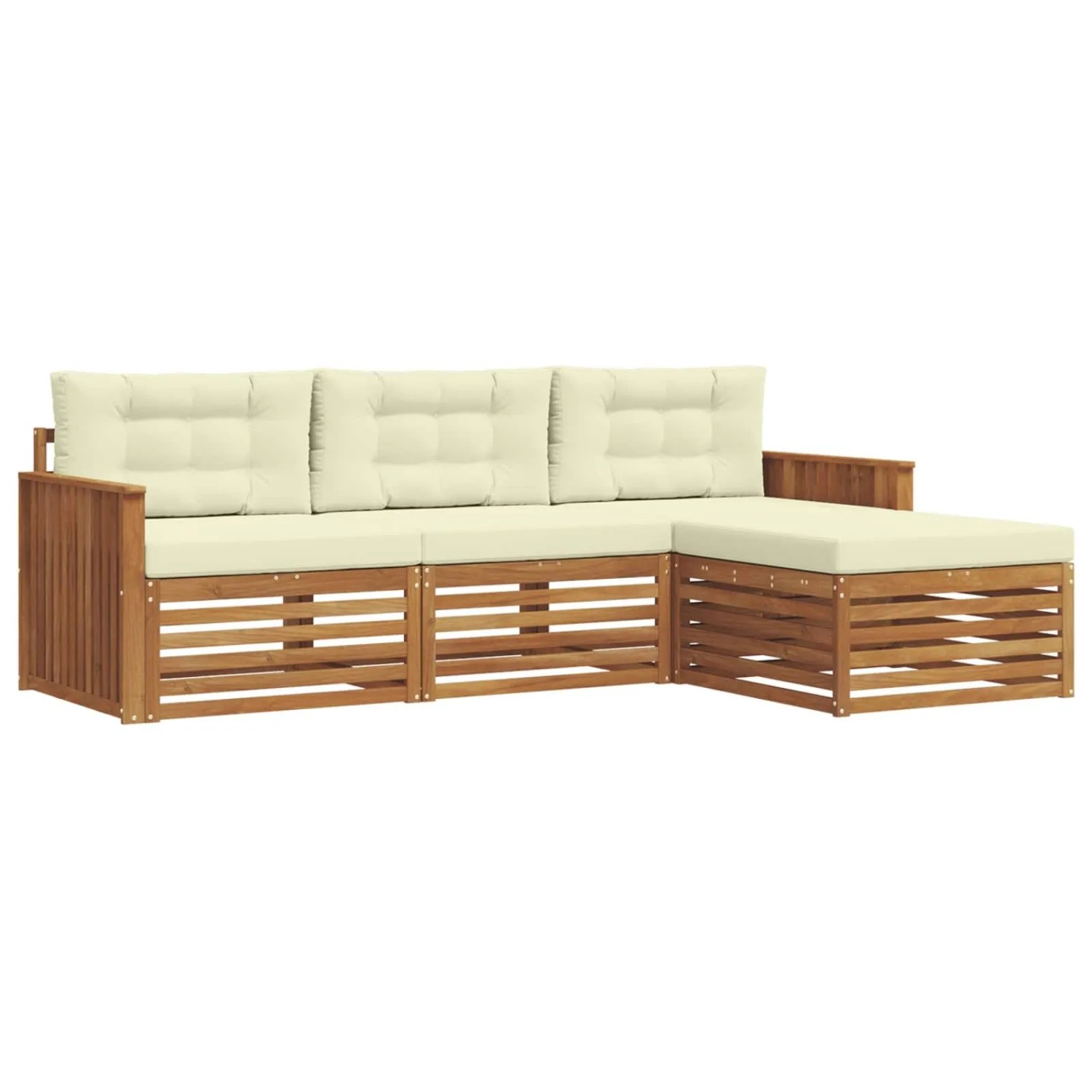vidaXL Outdoor-Sofagarnitur mit Kissen 4-Tlg Natur und Creme 3373255