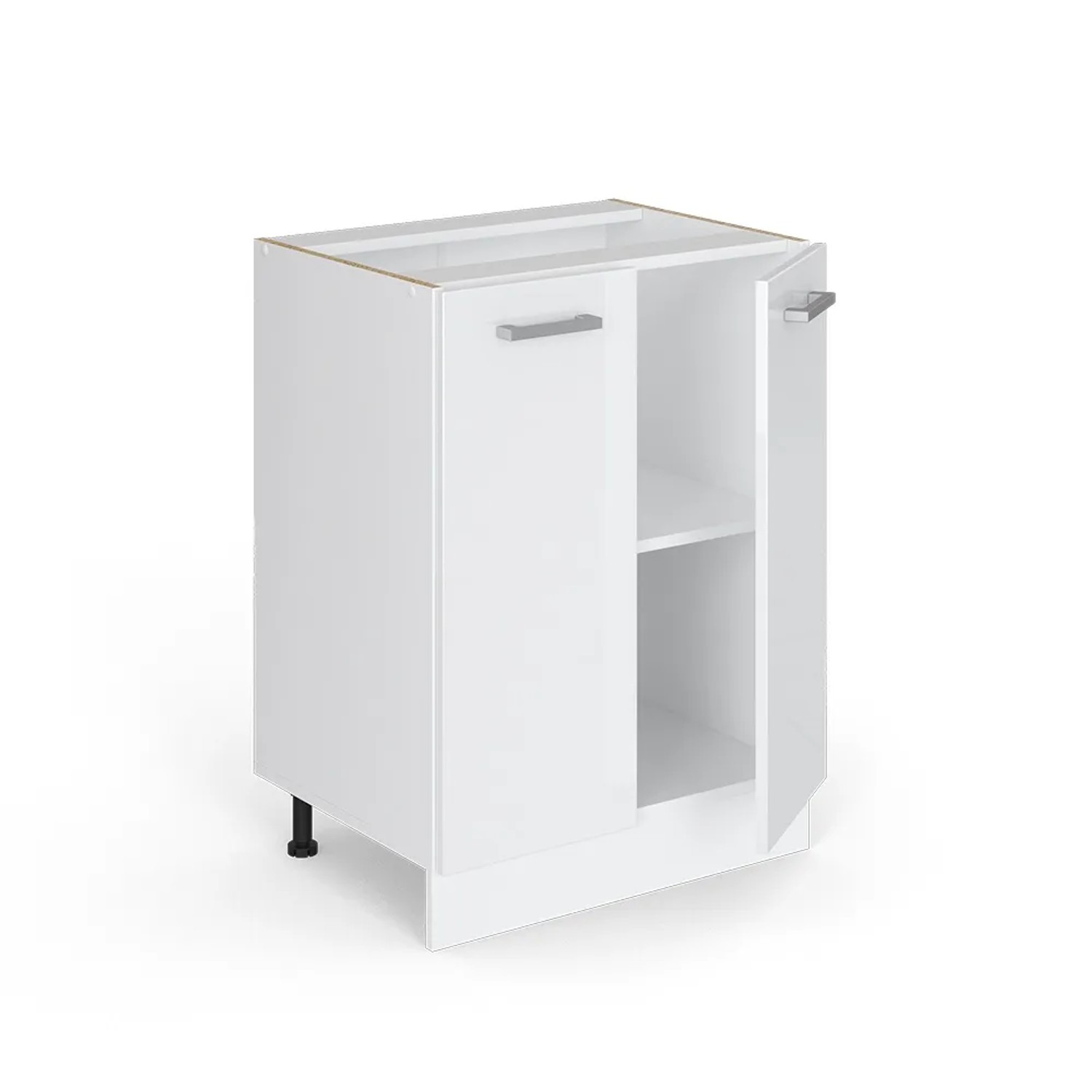 Vicco Küchenunterschrank R-Line, weiß hochglanz, 60 cm breit, mit zwei Türen und einem Einlegeboden.