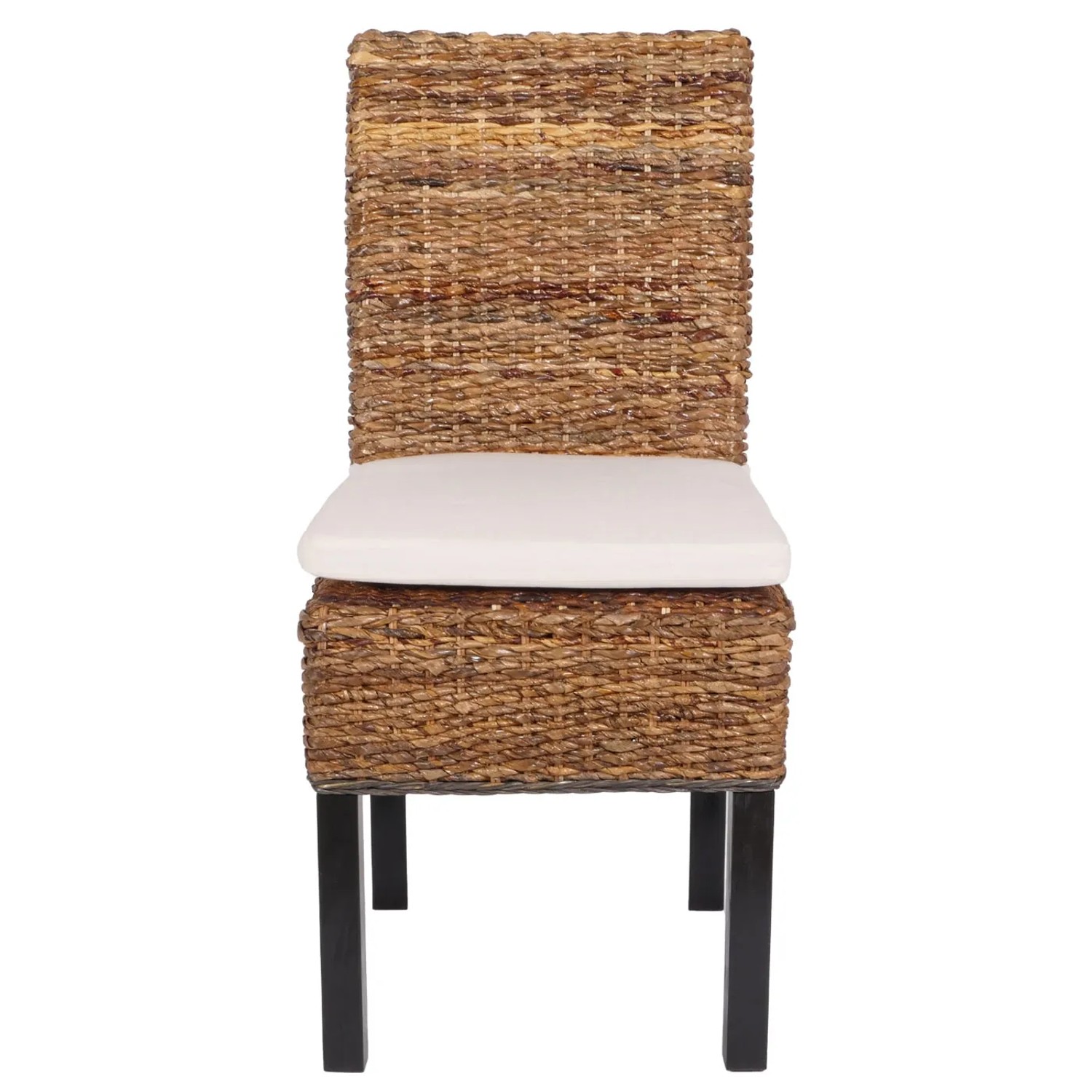Esszimmerstuhl Loiret im 6er-Set, dunkles Bananenblatt-Geflecht mit Kissen.