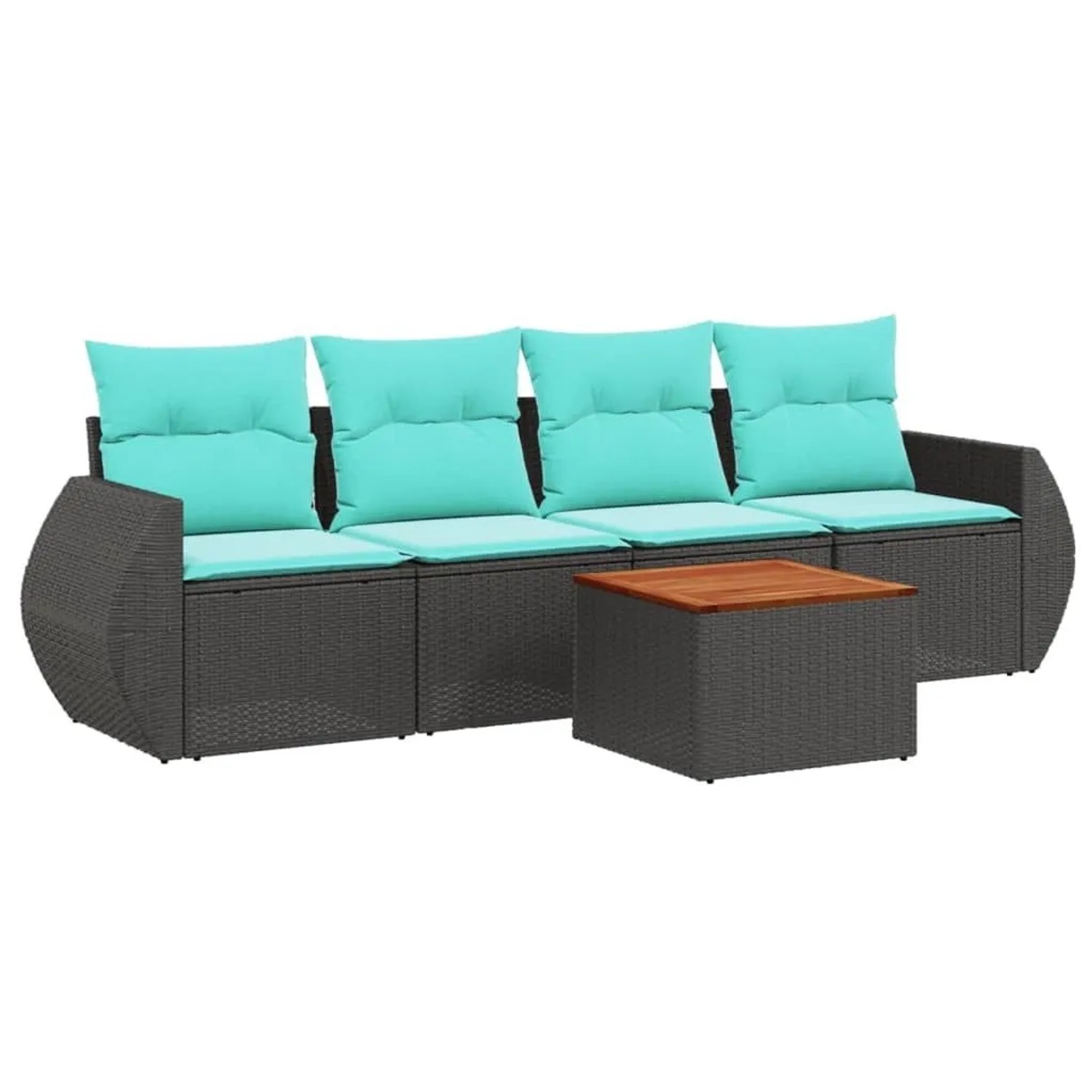 vidaXL 5-Tlg Gartensofa-Set mit Kissen Schwarz Polyrattan 3224881 günstig online kaufen