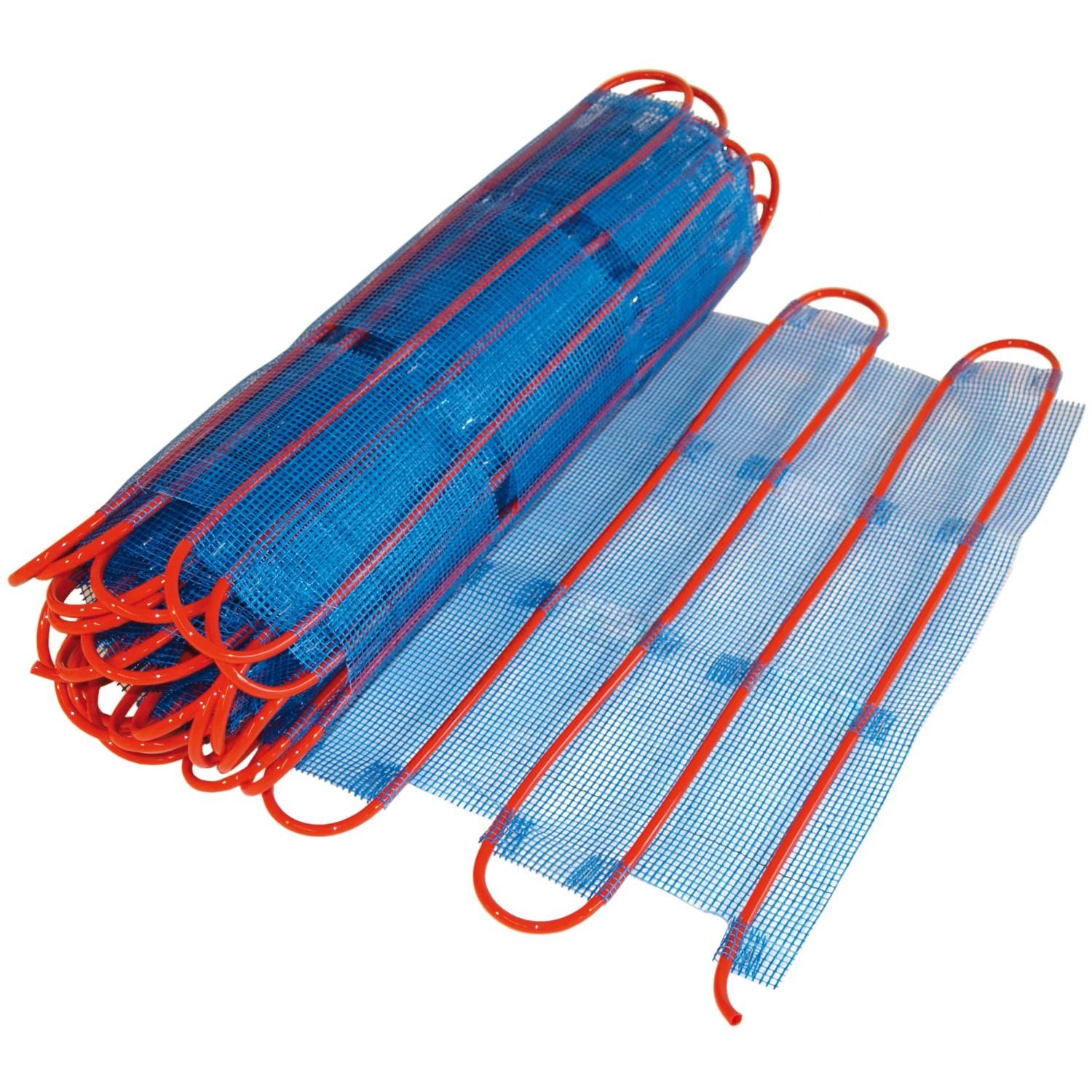 Perobe Warmwasser Fußbodentemperierung 10m² Heizmatte, blaues Netz mit roten Heizrohren.