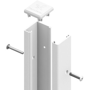 Weißes U-Klemmprofil (5x95x7 cm) für System Glas und Board Zaunbau.
