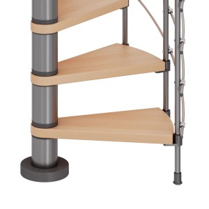 Dolle Spindeltreppe Oslo Ø 120 cm, 11 Stufen Buche GH bis 276 cm Grau FSC®