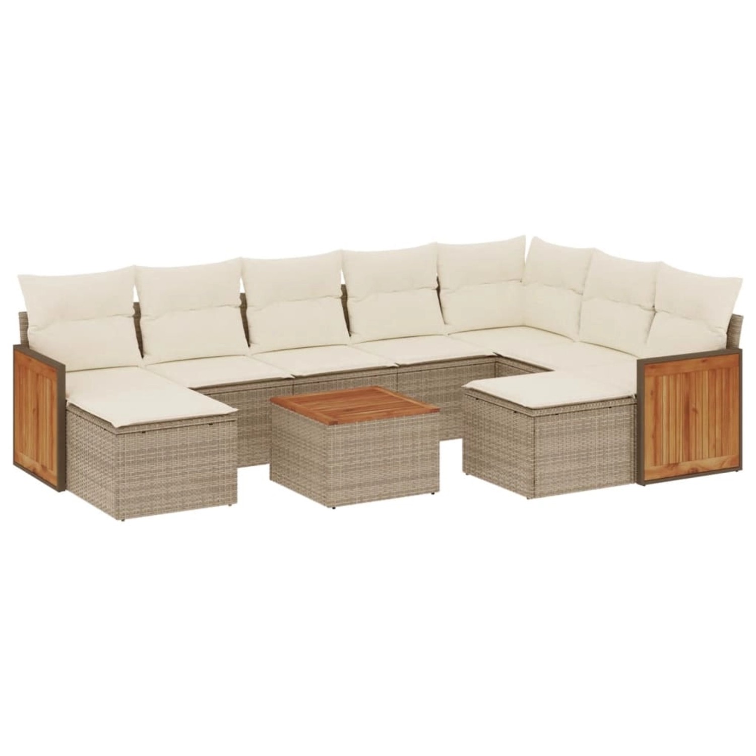 vidaXL 10-Tlg Garten-Sofagarnitur mit Kissen Beige Poly Rattan 3260630