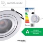 Oktaplex runder, silberner LED Einbaustrahler aus Aluminium, schwenkbar, warmweiß 3000K, 345lm. Energieeffizienz A.