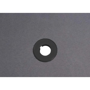 Detailaufnahme: Graues Stoffdach der MCW Pergola Beja mit Wasserablauföse.