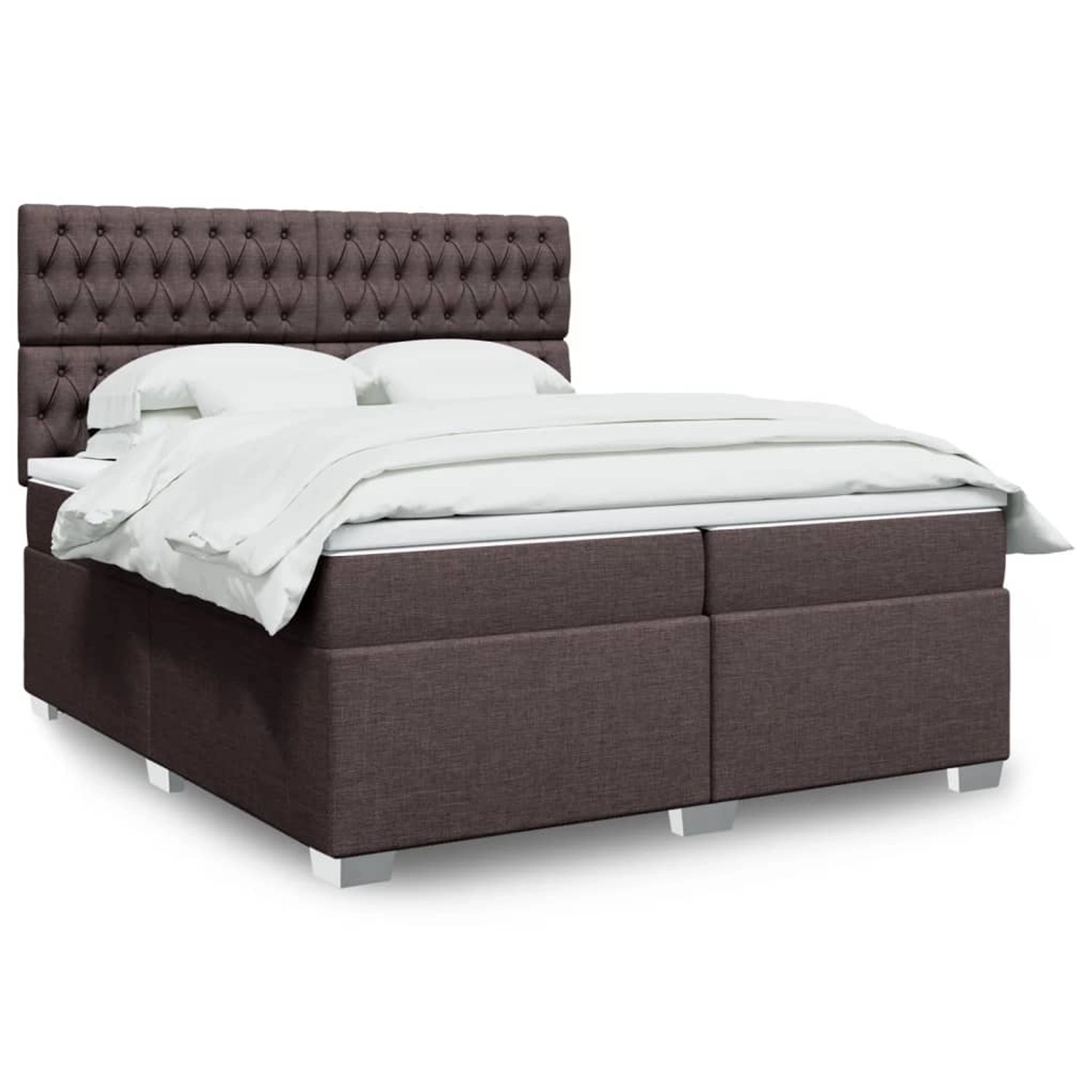 vidaXL Boxspringbett mit Matratze Dunkelbraun 200x200 cm Stoff 3292905