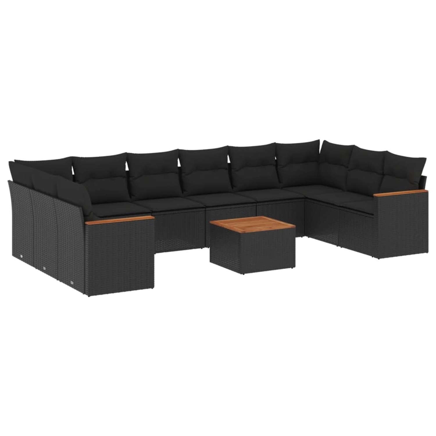 vidaXL 11-Tlg Garten-Sofagarnitur mit Kissen Schwarz Poly Rattan 3226328 günstig online kaufen