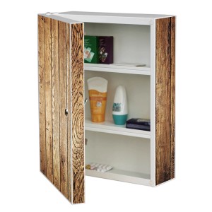 Abschließbarer Banjado XXL Medizinschrank mit Holz-Motiv (35x46x15cm) für die Hausapotheke.