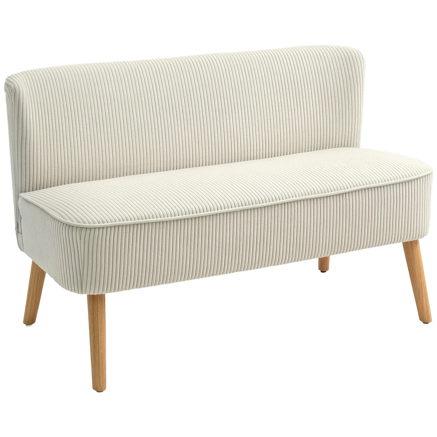 HOMCOM Sofa Holz Stoff Schaumstoff Cremeweiß 117L x 56,5B x 77H cm