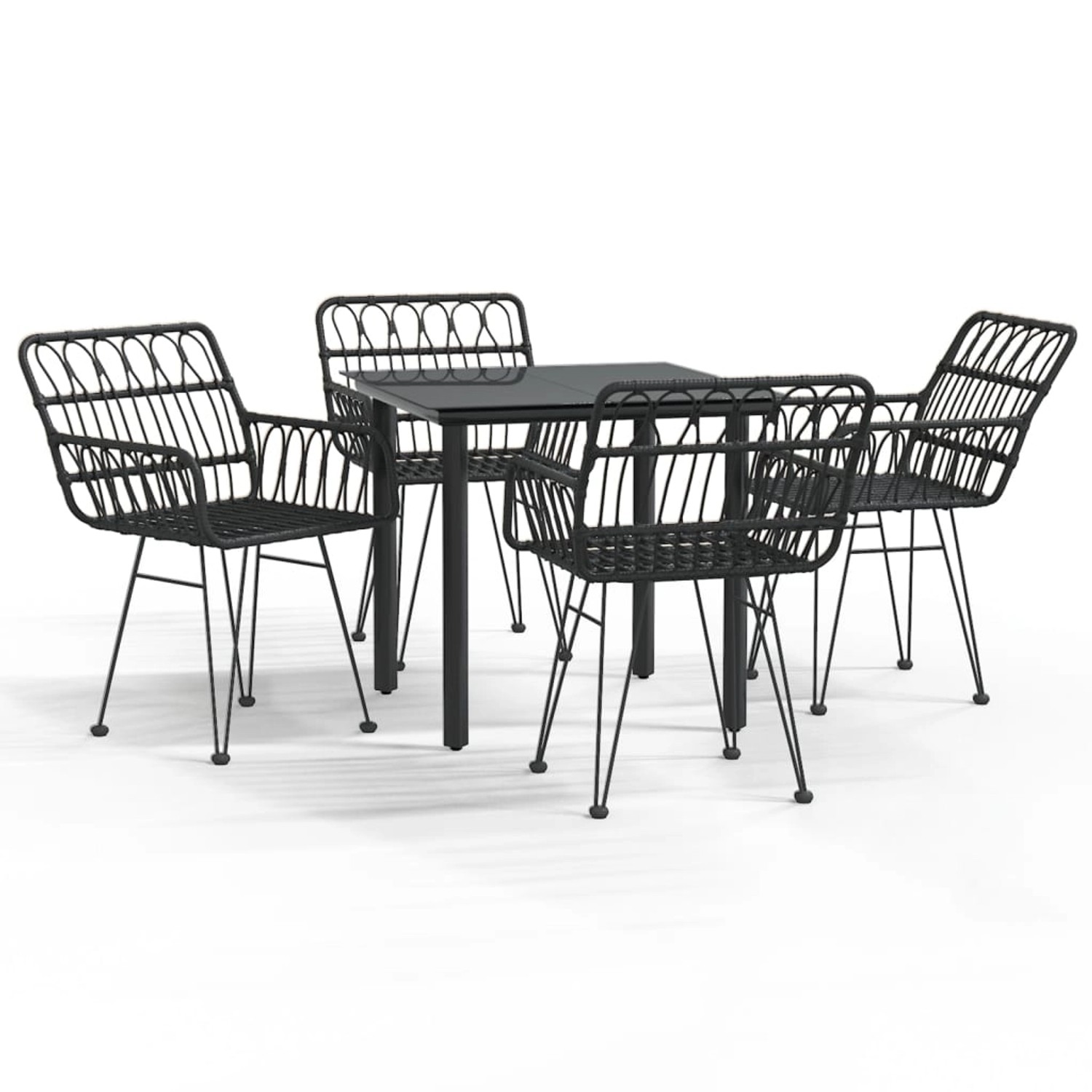 vidaXL 5-Tlg Garten-Essgruppe Schwarz Poly Rattan 3157867