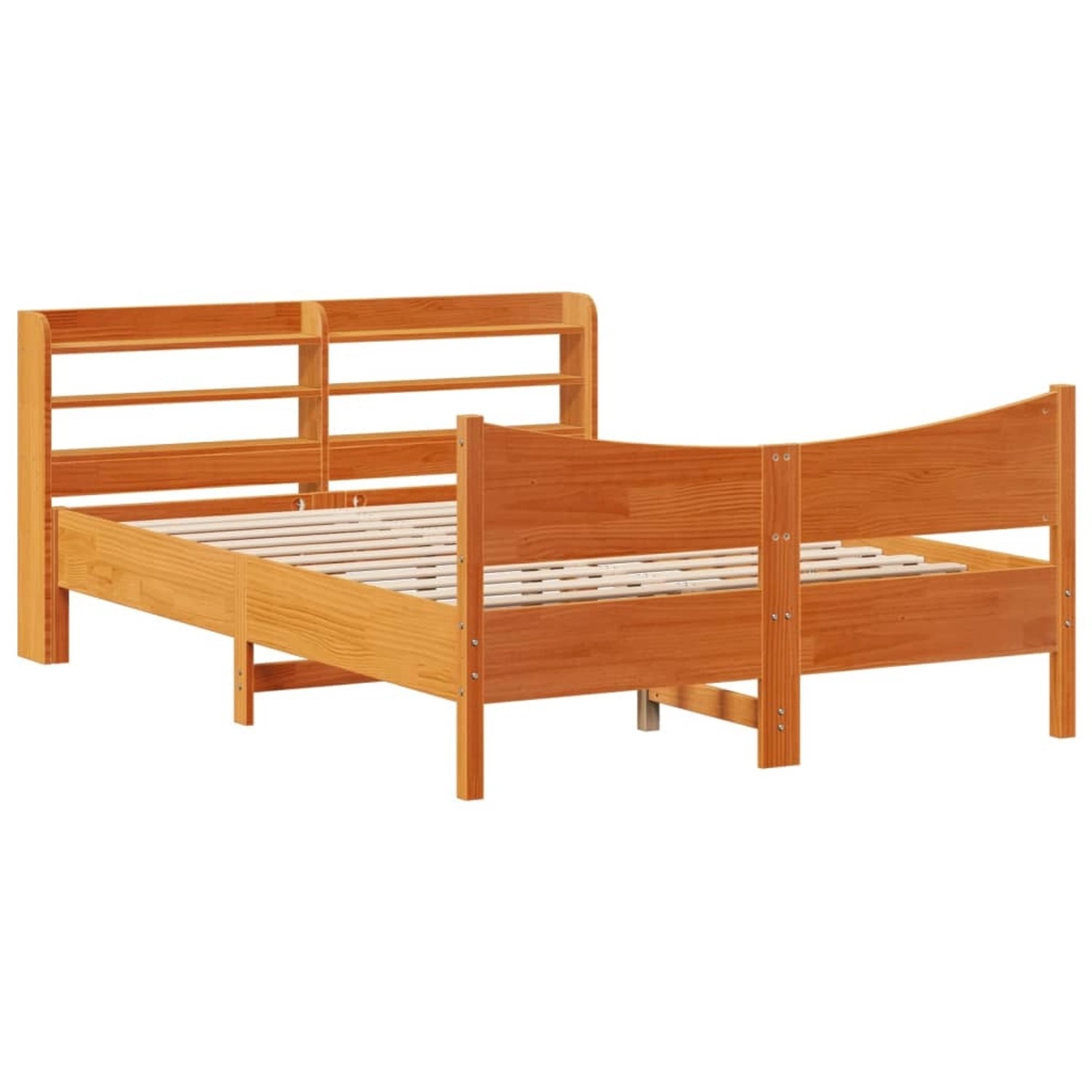 vidaXL Massivholzbett mit Kopfteil Wachsbraun 150x200 cm Kiefer 3307043 günstig online kaufen
