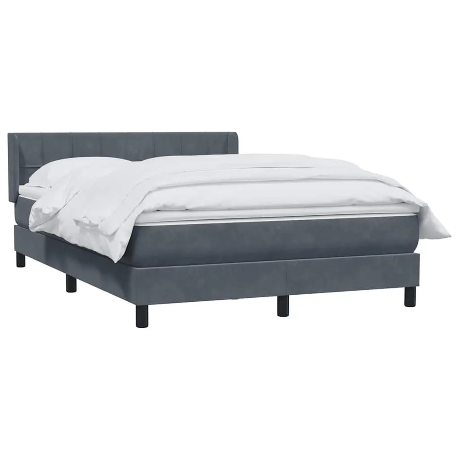 vidaXL Boxspringbett mit Matratze Dunkelgrau 160x210 cm Samt 3318118