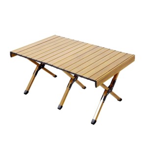 Klappbarer Jawinio Campingtisch aus Aluminium in Holzoptik, tragbar, ideal für Camping.