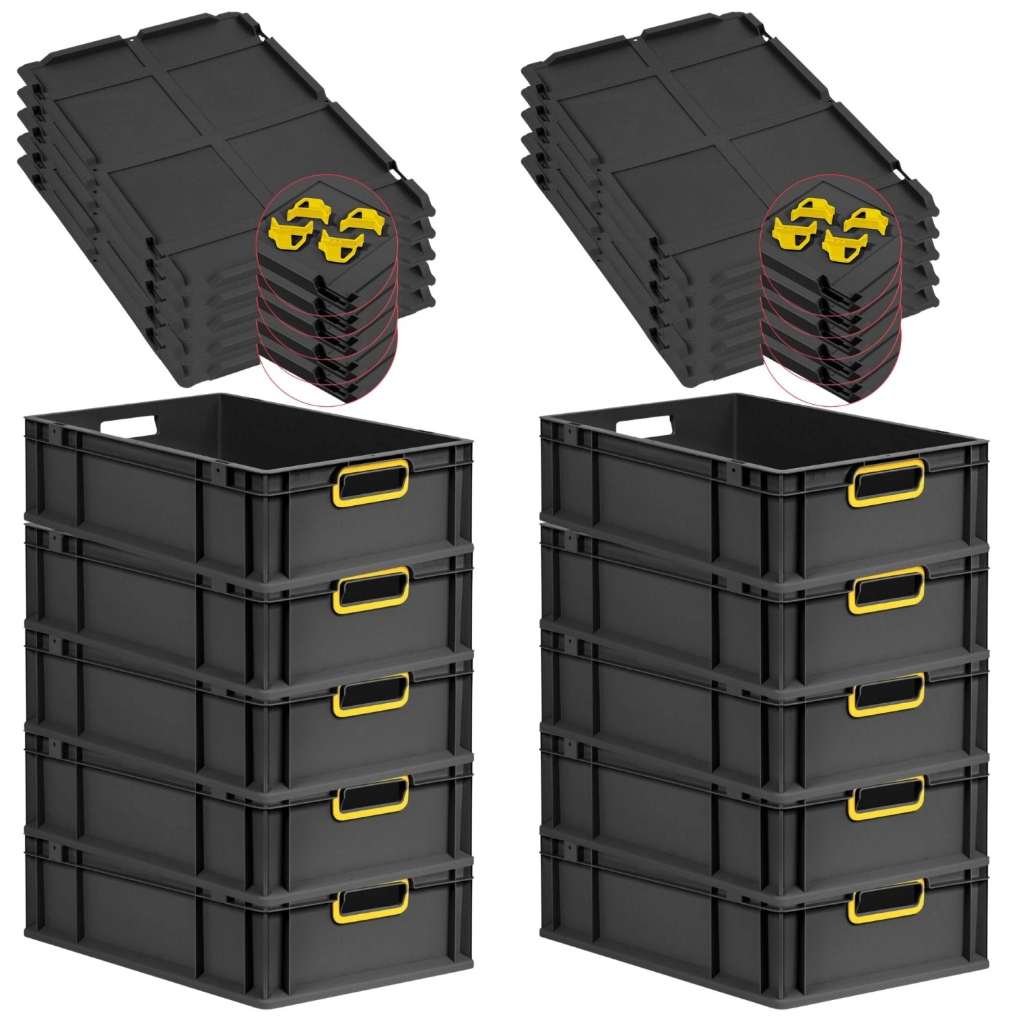 PROREGAL SparSet 10x Eurobox Nextgen Color Mit Auflagedeckel HxBxT 17x40x60 günstig online kaufen