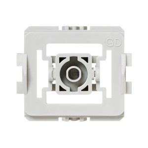 Hellgrauer Homematic IP Adapter Gira Duroplast für Schalter. Quadratische Form, zur Integration in Hausautomation.