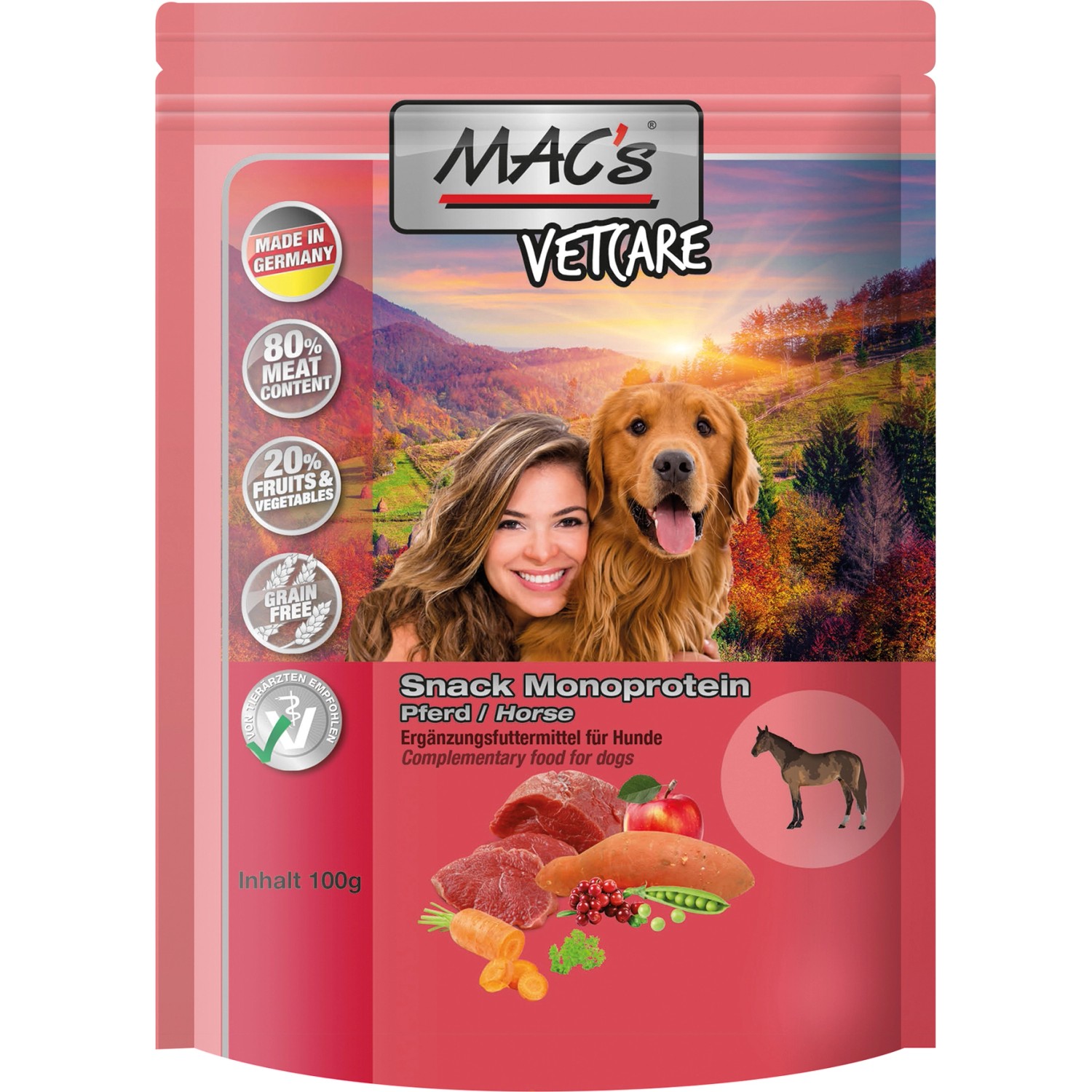 Mac's Hunde-Natursnacks Mono Snack Pferd 100 g