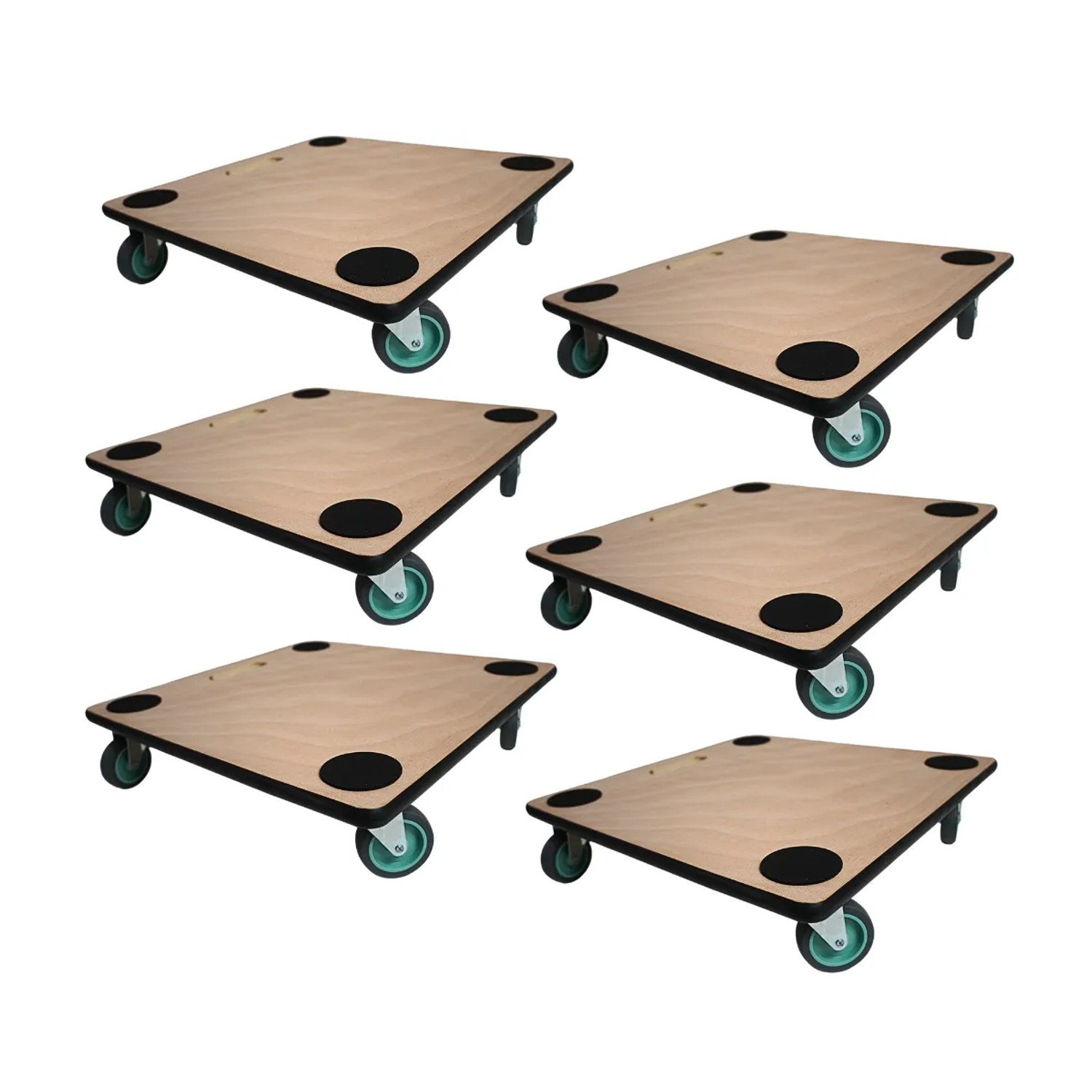 PROREGAL MegaDeal 6x Transportroller 4 Rollen HxBxT 11,5x50x50 cm Traglast 150kg Sperrholzplatte