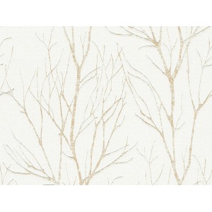 A.S. Création Vliestapete Blooming: Creme-farbener Hintergrund mit Zweigen in Metallic-Optik.