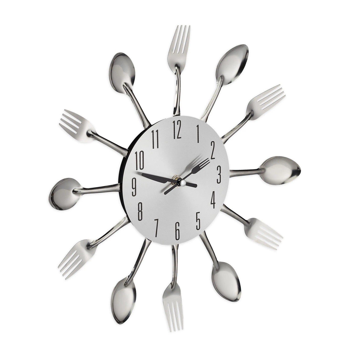 Relaxdays Besteckuhr Metall Silber Leise ø 31 cm x 3,5 cm 170 g