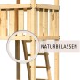 Detailansicht Karibu Spielturm Lotti: Leiter zum Kletterturm aus naturbelassenem Holz.