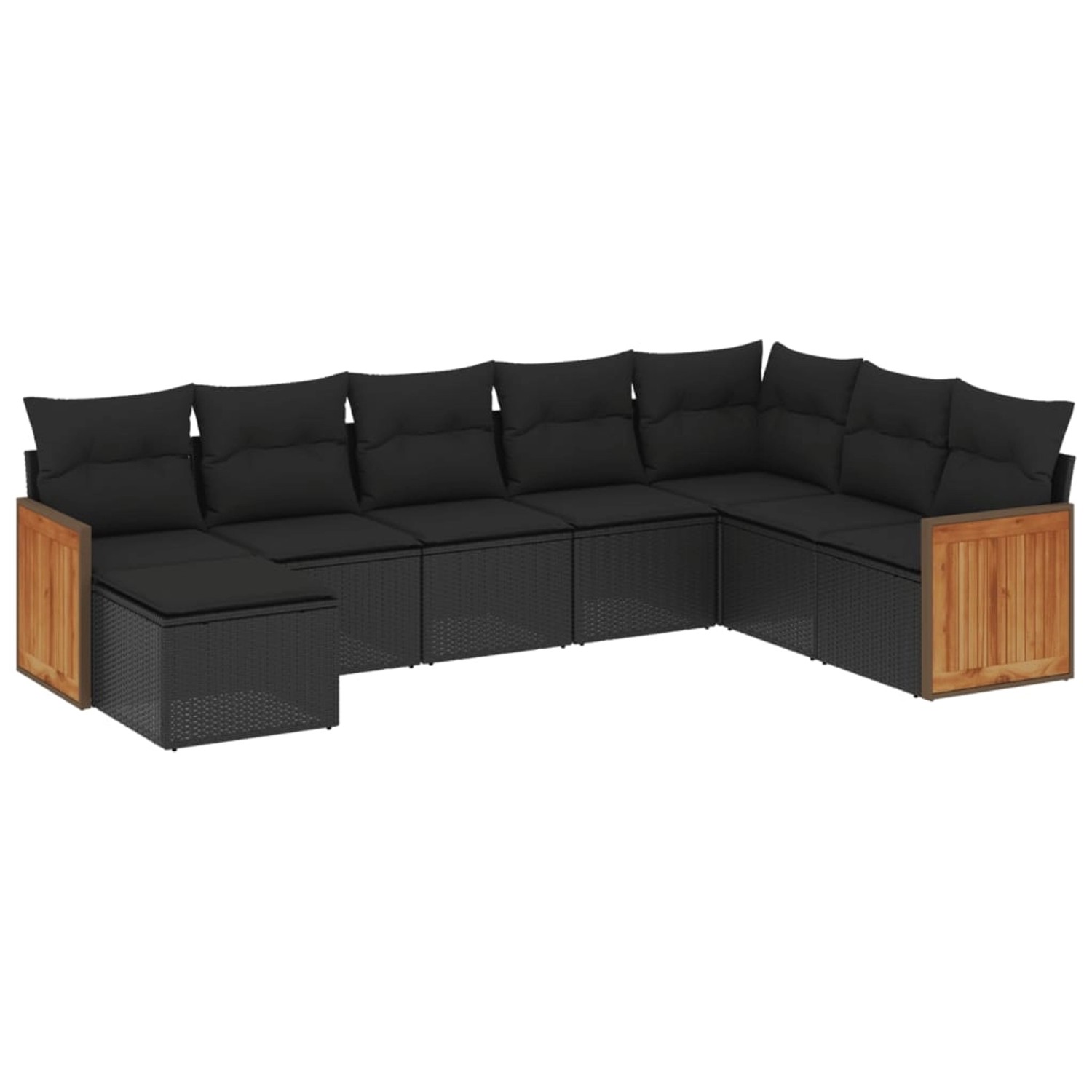 vidaXL 8-Tlg Garten-Sofagarnitur mit Kissen Schwarz Poly Rattan 3227924 günstig online kaufen
