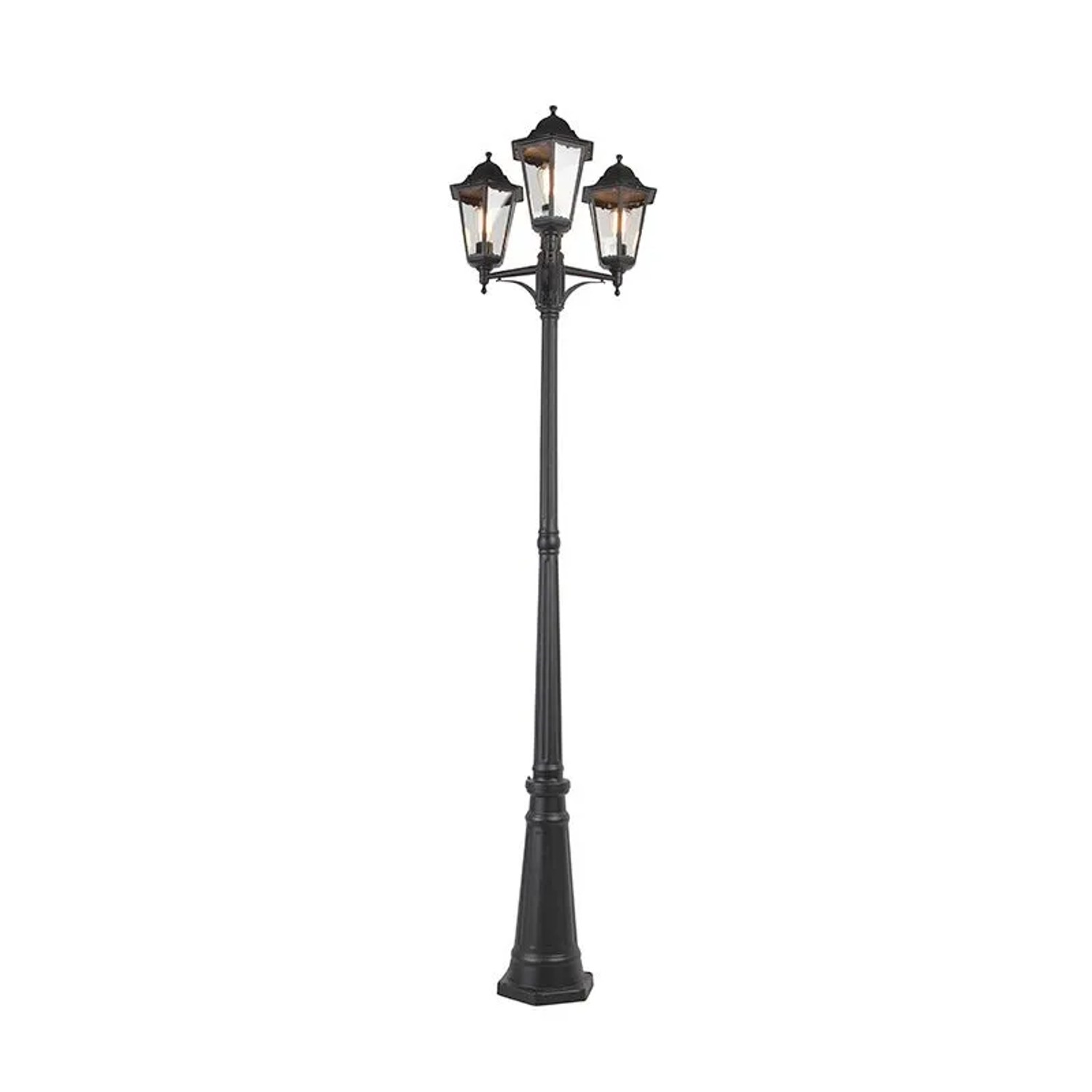 QAZQA Smarte Außenlaterne Schwarz 3 Flammig inkl  WiFi ST64 New Orleans