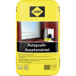 Sakret Putzprofil-Ansetzmörtel, 10 kg Sack, grauer Trockenmörtel für Putzprofile.