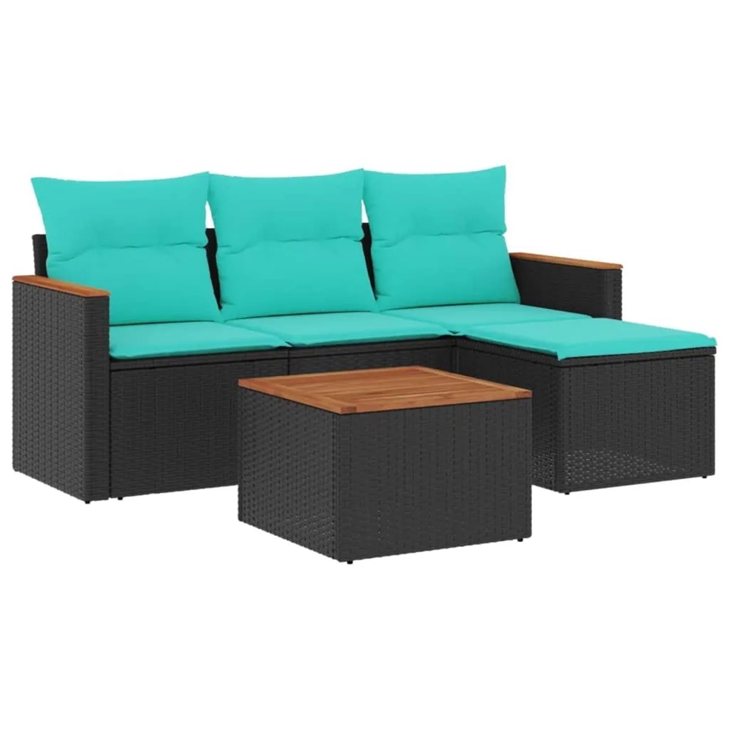vidaXL 5-Tlg Gartensofa-Set mit Kissen Schwarz Polyrattan 3225910 günstig online kaufen
