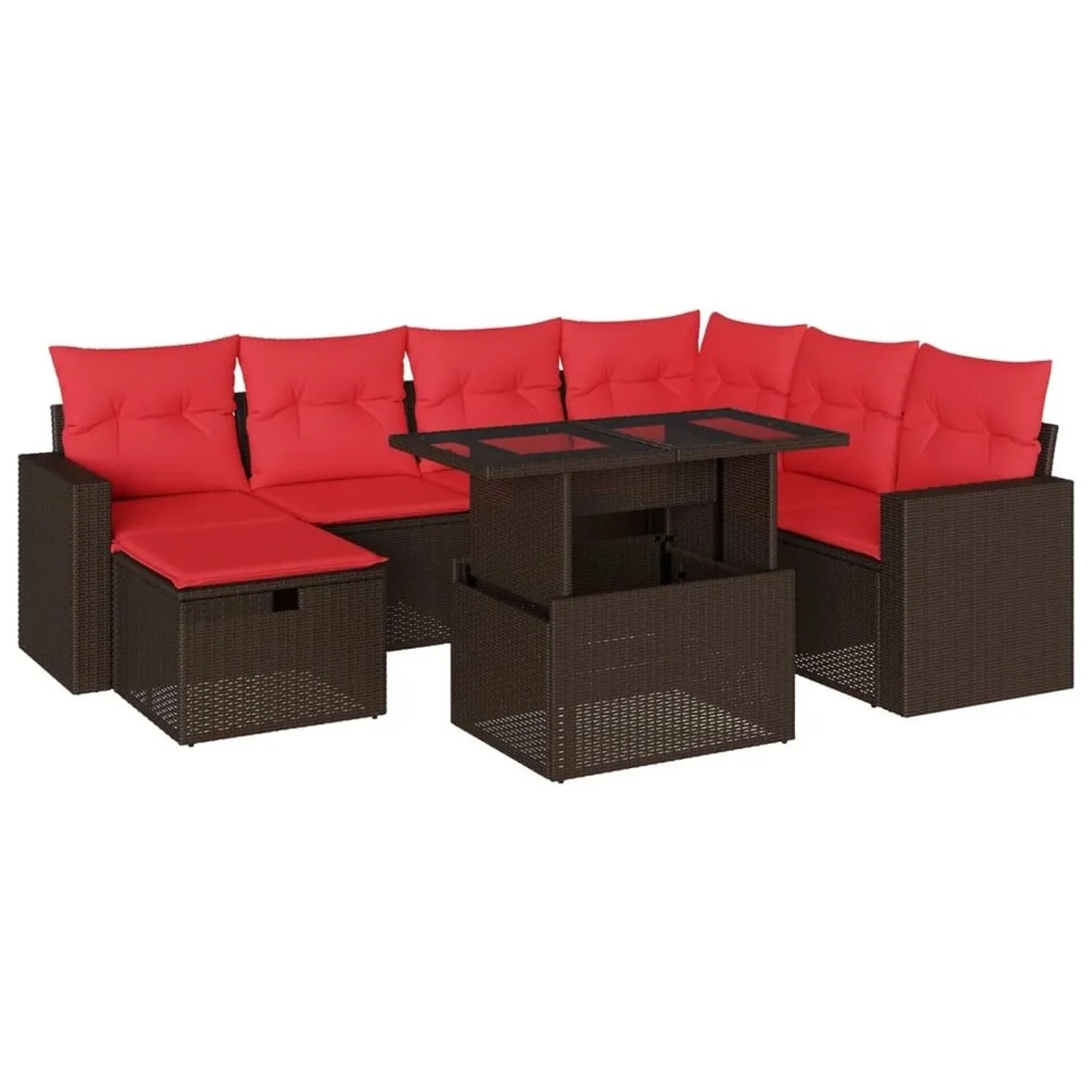 vidaXL 8-Tlg Gartensofa-Set mit Kissen Braun Polyrattan 3274844 günstig online kaufen