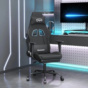 vidaXL Gaming-Stuhl mit Massage & Fußstütze Schwarz Stoff 345483