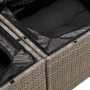 Detailaufnahme: Graue vidaXL Garten-Sofagarnitur aus Rattan mit wasserfestem Stauraum und Kissen.