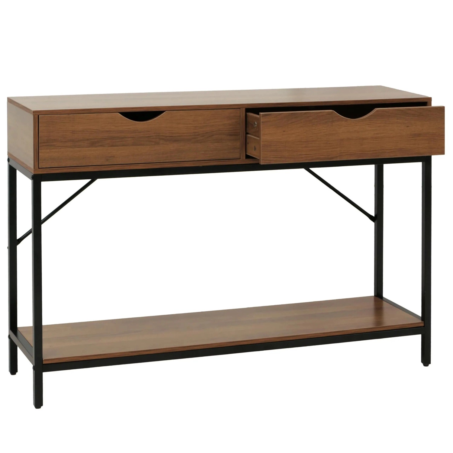 MCW Konsolentisch O76 Schubladen Ablage Industrial 76x109x30cm Braun