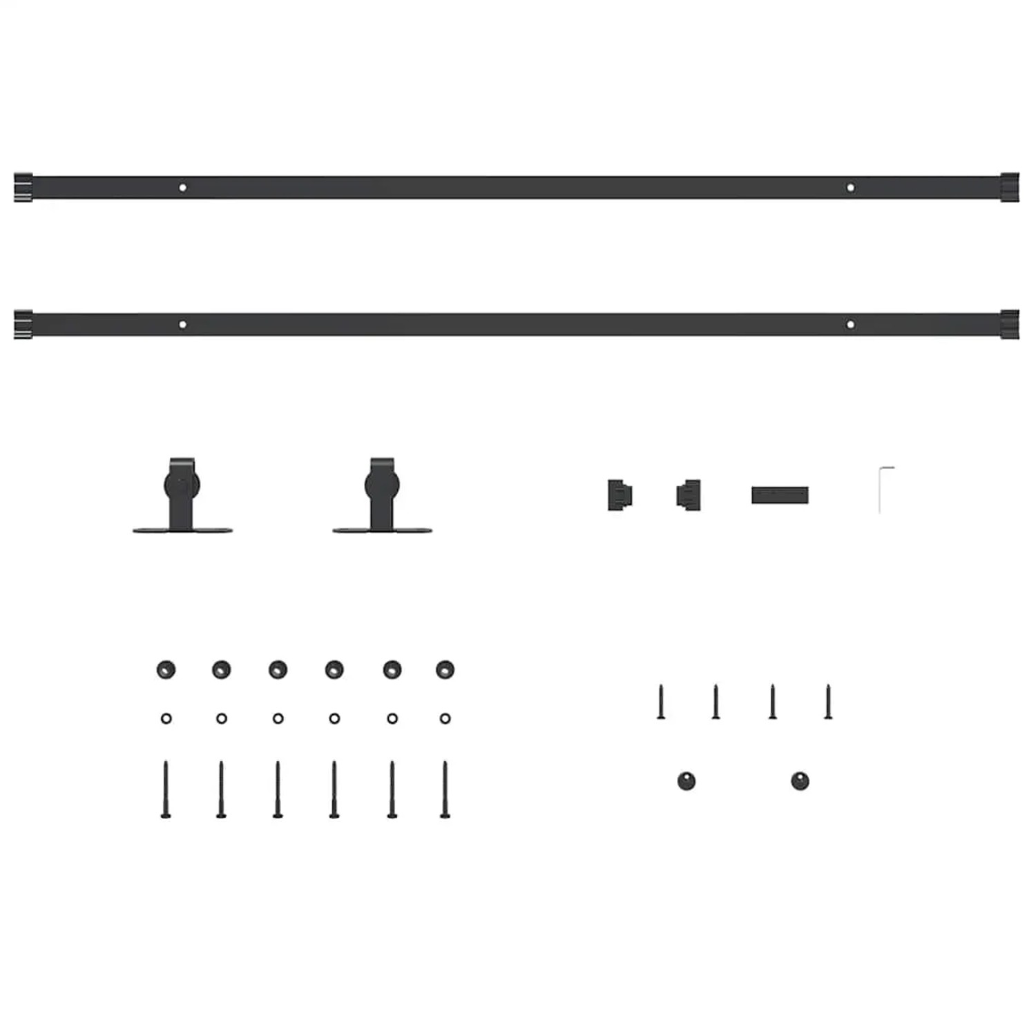 vidaXL Schiebetürbeschlag Set 213cm, Karbonstahl, für Schranktüren. Komplettes Set mit Schienen, Rollen und Zubehör.