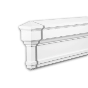 Weißes PROFHOME Stirnelement Fassadenstuck Zierelement, 9,6x9,6x29 cm, für Fassaden.