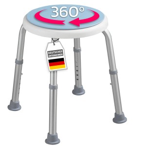 KARAT Duschhocker Peter, höhenverstellbarer Badhocker mit 360° Drehfunktion, belastbar bis 150 kg.