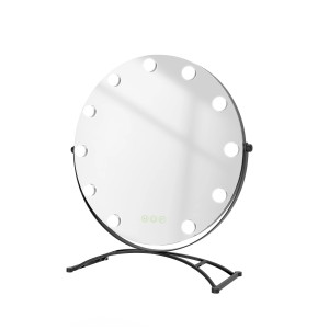 Emke Hollywood Kosmetikspiegel, runder Schminkspiegel mit Beleuchtung und 7x Vergrößerung.