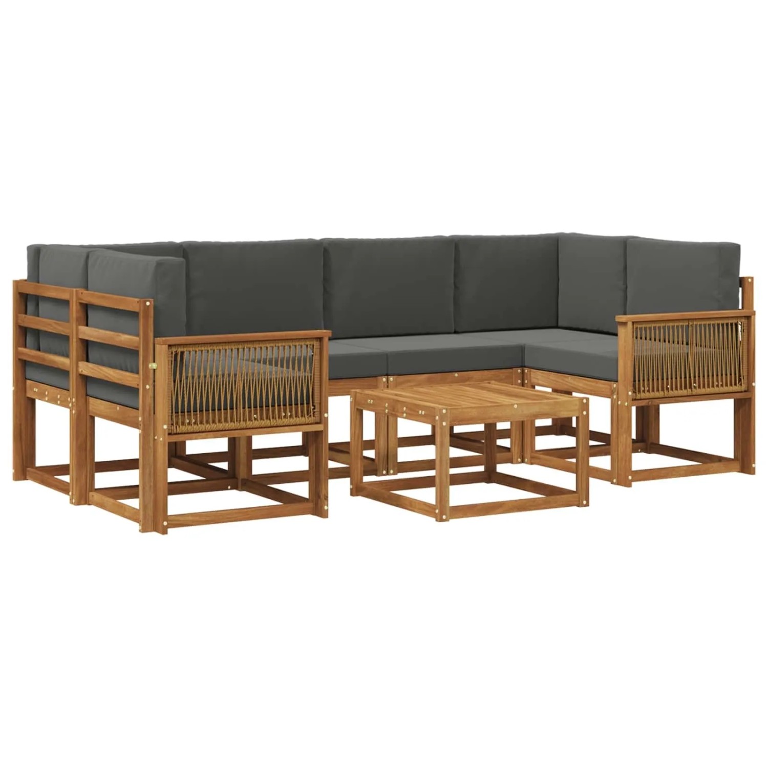 vidaXL Outdoor-Sofagarnitur 7 Stk Natur und Anthrazit Polyester 3385038
