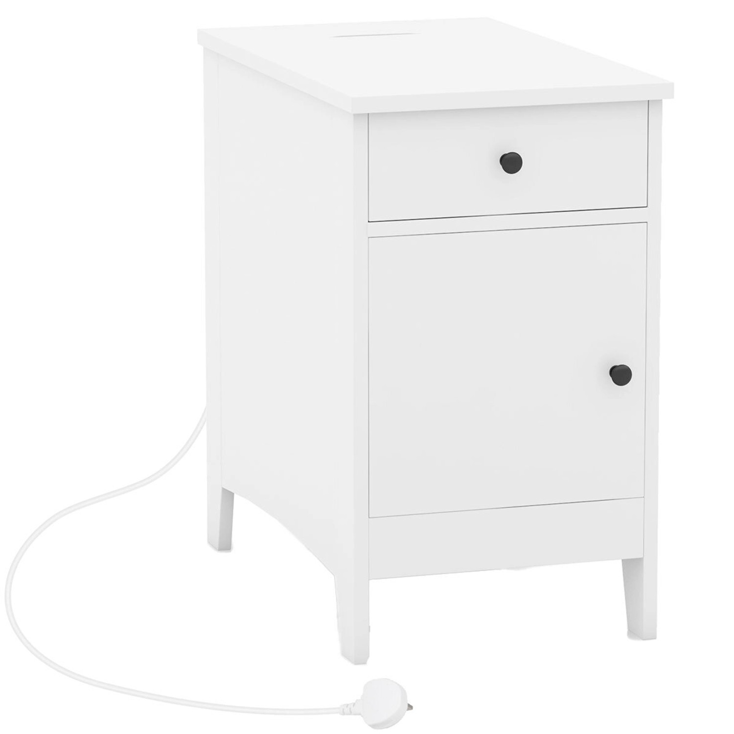 Costway Nachttisch mit Schublade & USB-Anschlüssen Beistelltisch Weiß günstig online kaufen